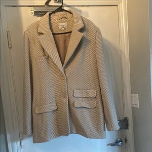 Women's Beige Herringbone Blazer